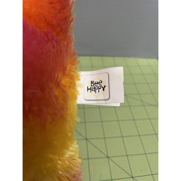 Kellytoy Bee Happy Valentines Day Rhino Plush Rhinoceros Pink Yellow Orange 12" - Picture 7 of 12